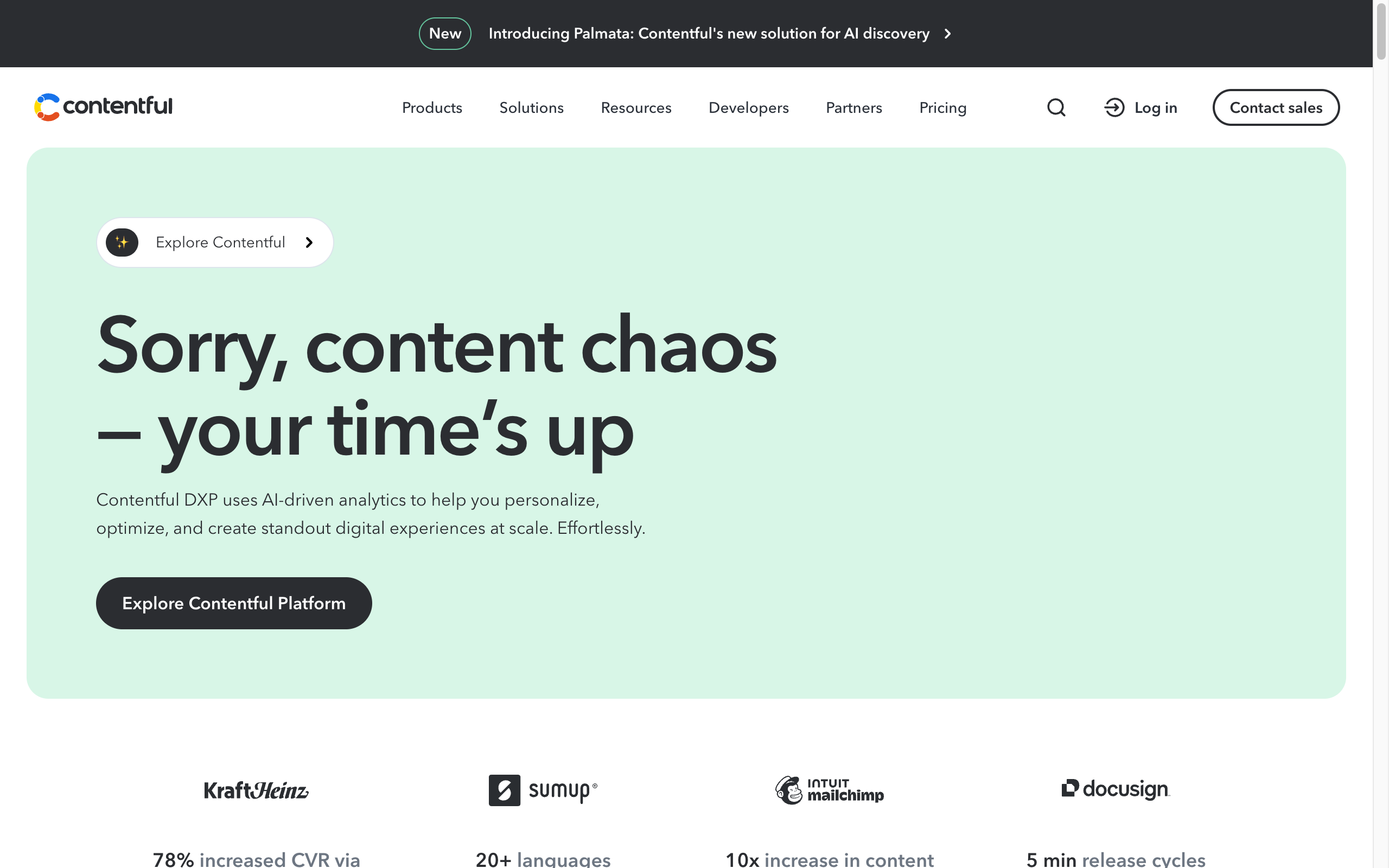 Contentful homepage: composable content platform