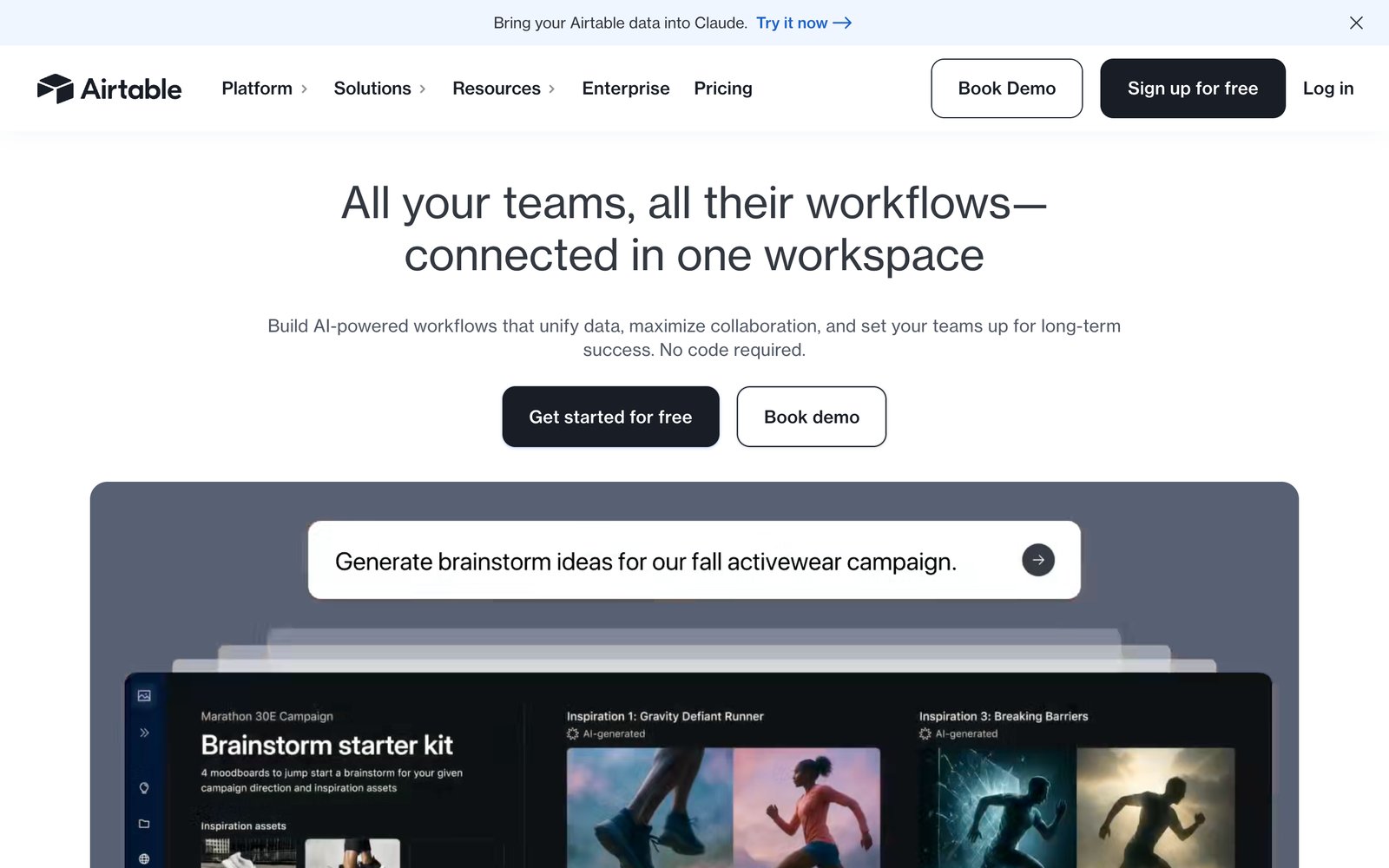Airtable homepage: connect all your teams and workflows in one workspace