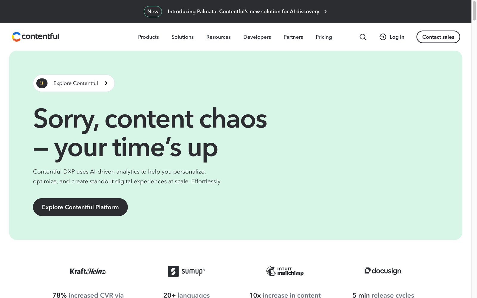 Contentful homepage: composable content platform