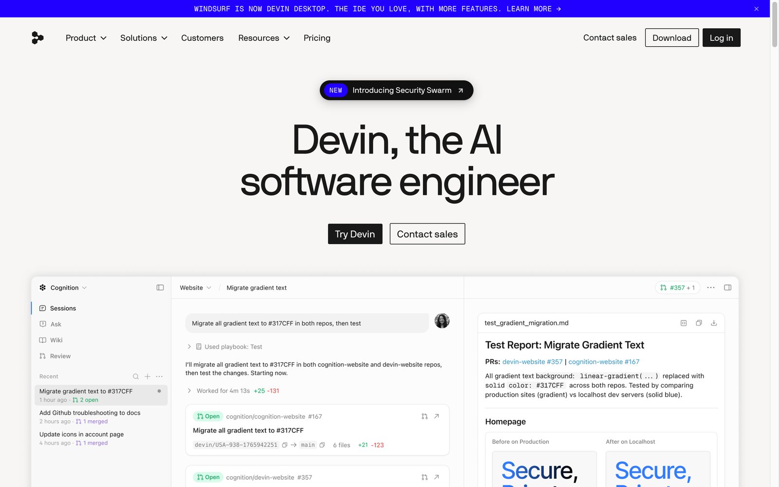 Devin autonomous AI software engineer homepage