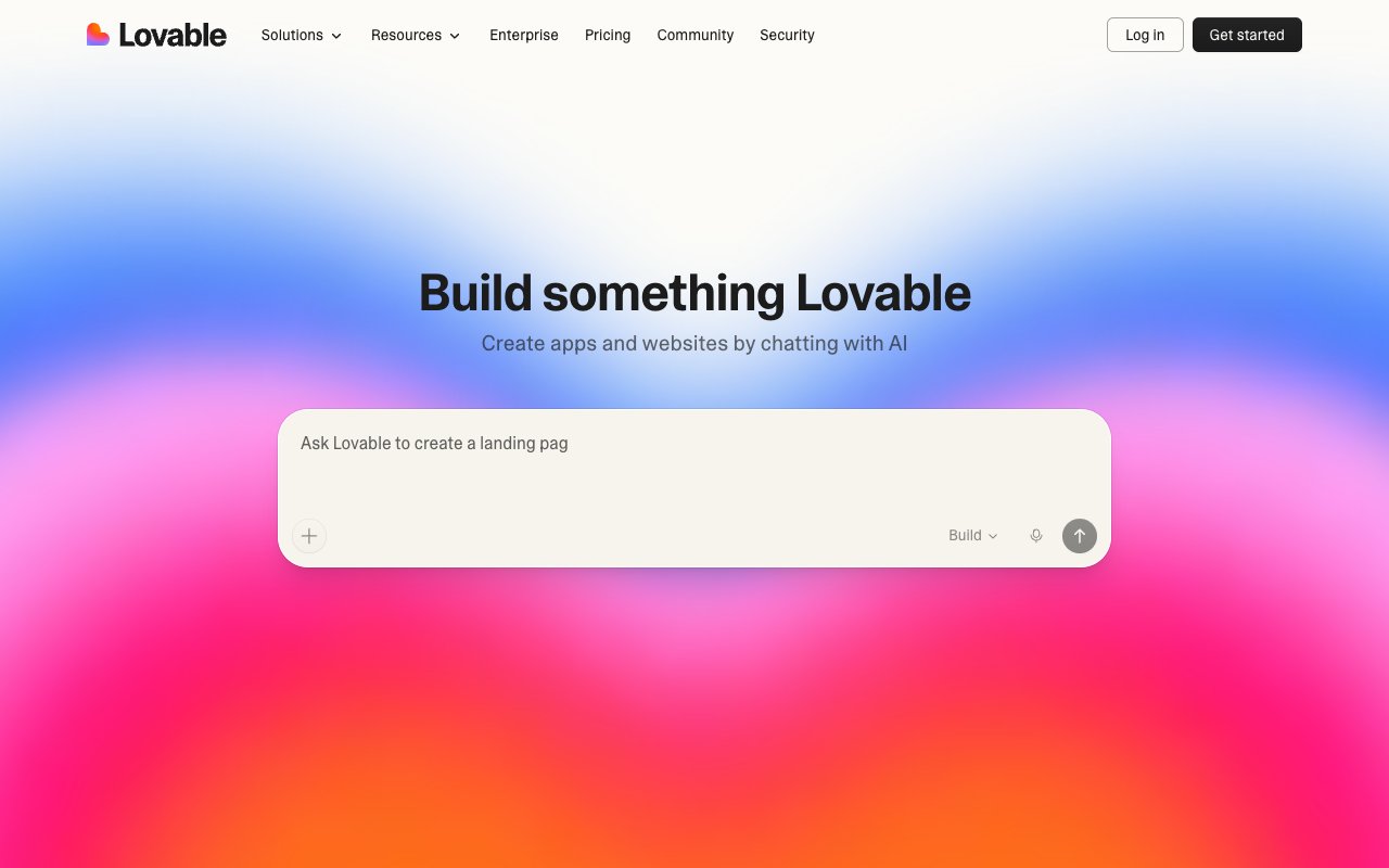 Lovable AI app builder that turns natural language descriptions into working web applications