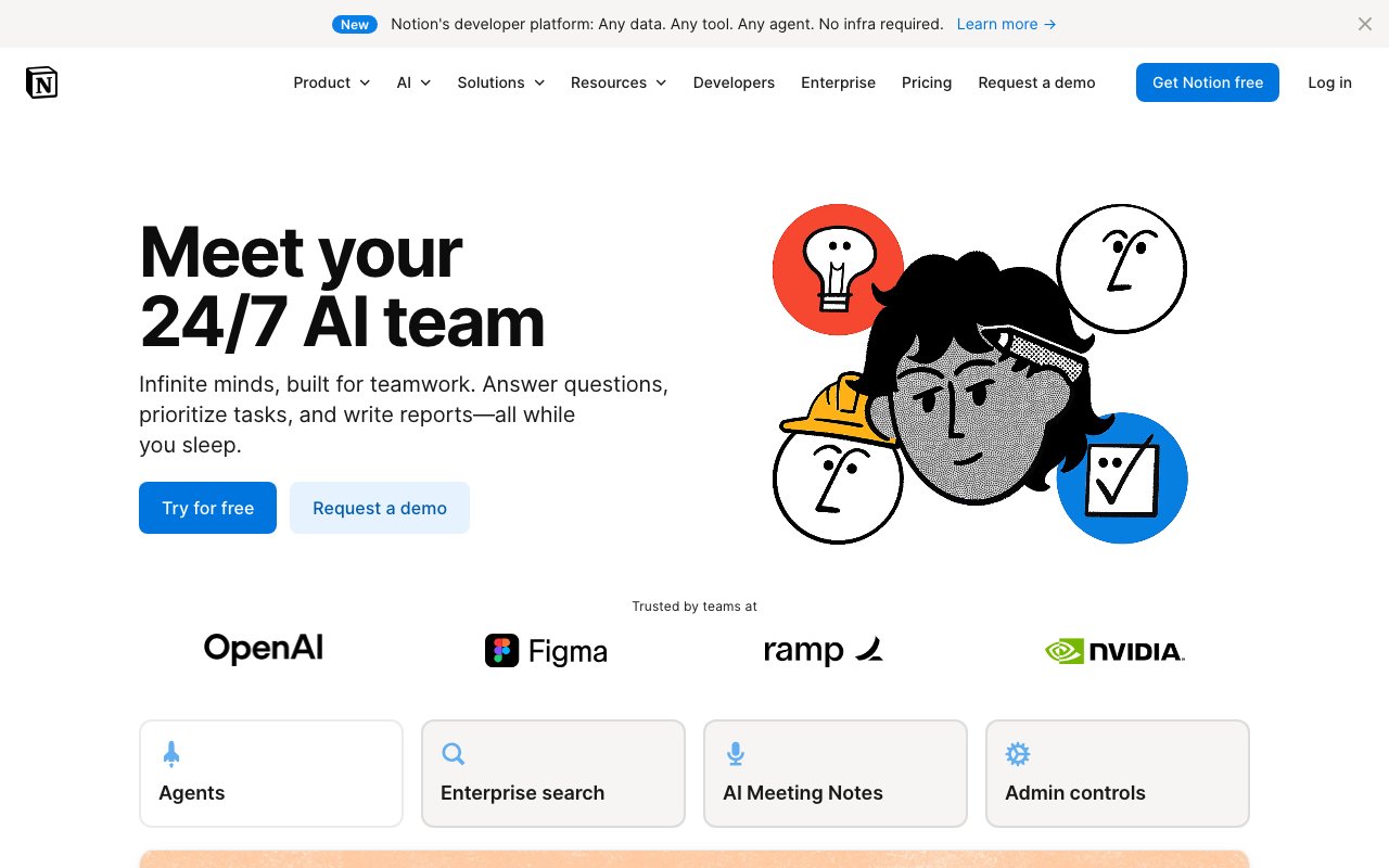 Notion AI showing AI features in the Notion workspace