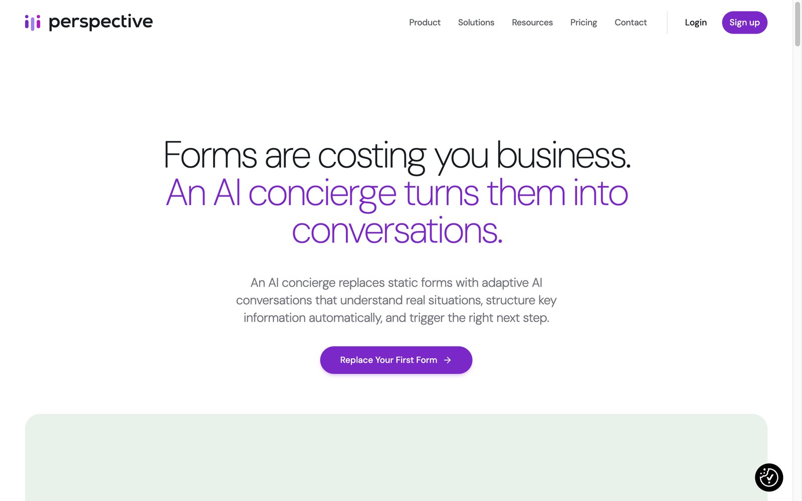 Perspective AI homepage: AI-moderated customer interviews at scale
