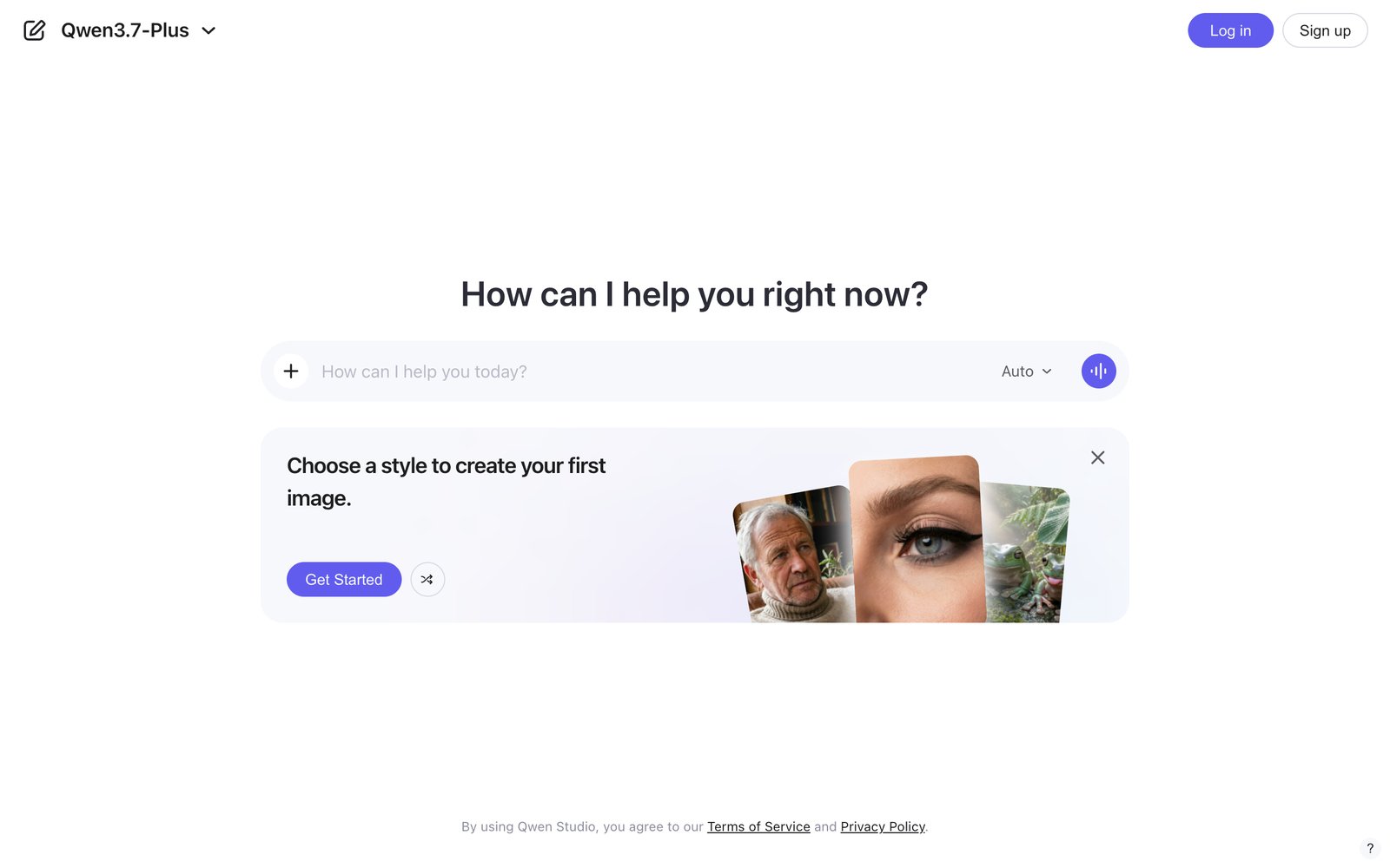 Qwen chat interface from Alibaba's open-weight model family