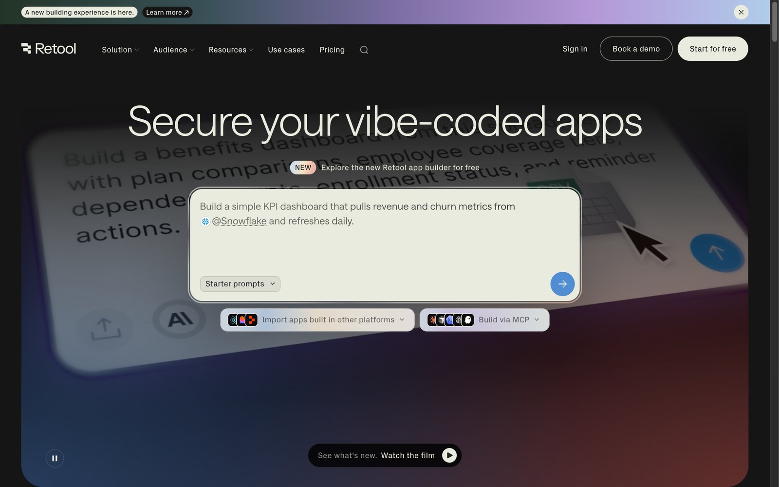 Retool homepage: build internal tools fast