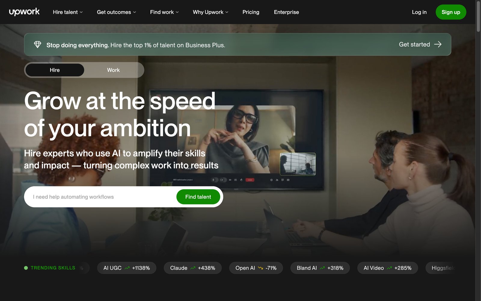 Upwork homepage: freelance talent marketplace