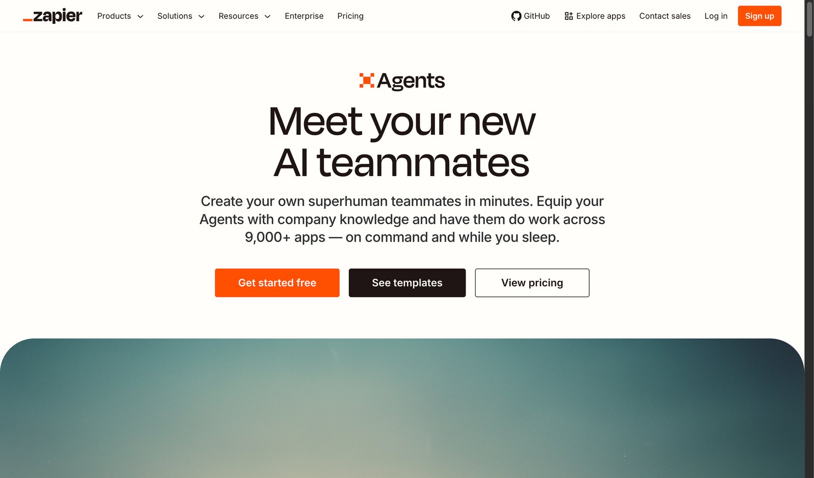 Zapier Agents homepage showing autonomous AI teammates