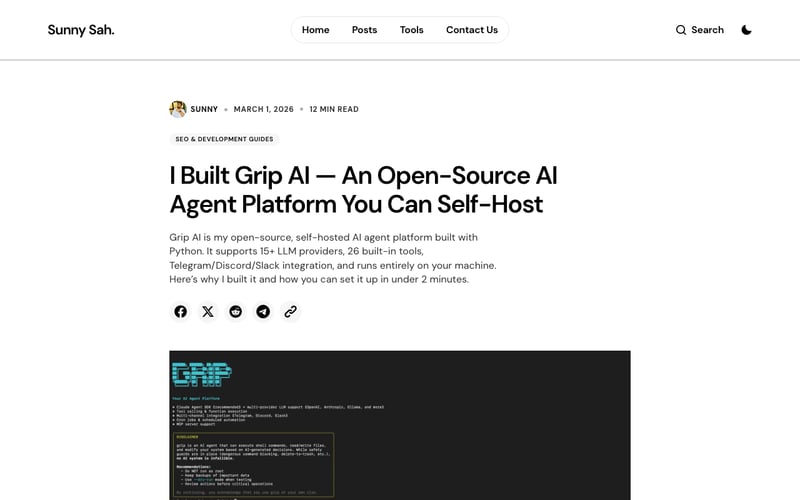 grip-ai GitHub page showing the secure AI agent platform