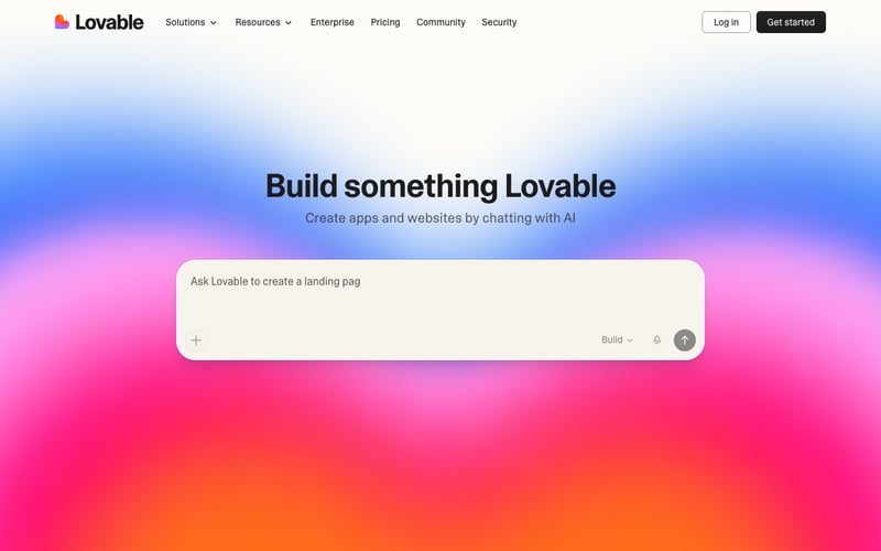 Lovable AI app builder that turns natural language descriptions into working web applications